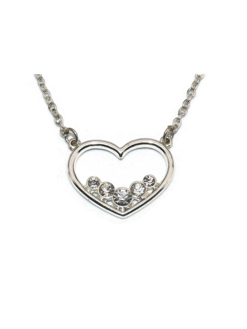 Delicate Vintage Silver Tone 18 Inch Y Necklace with Heart Pendant.